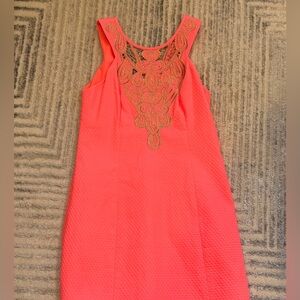 Lilly Pulitzer Coral Dress with Gold Embellished Neckline
